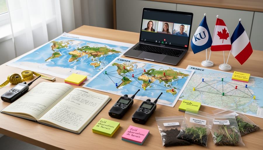 Close-up of sociological research tools on a desk, including a notebook and audio recorder.